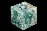 Polished Purple and Green Fluorite Cube - Mexico #153385-1